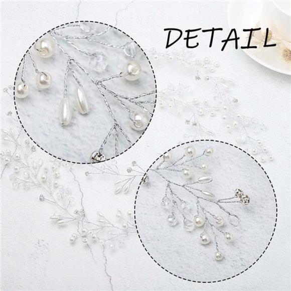 Sparkling Rhinestone Wedding Hair Vine | Silver Bridal Hair Piece - Picture 4 of 6